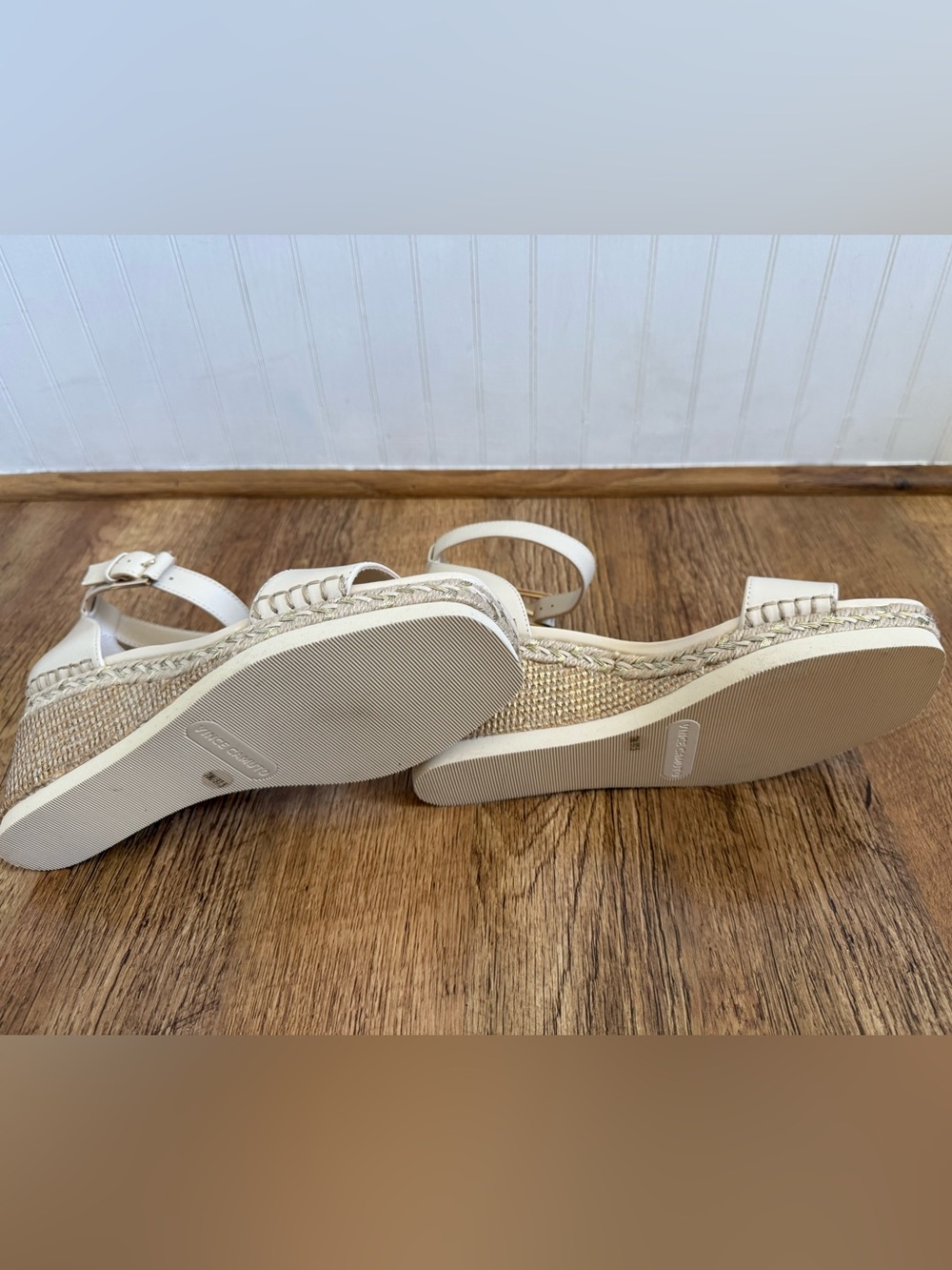 Brand New Vince Camuto Cream Ankle-Strap Espadrille Wedges - Picture 7 of 9